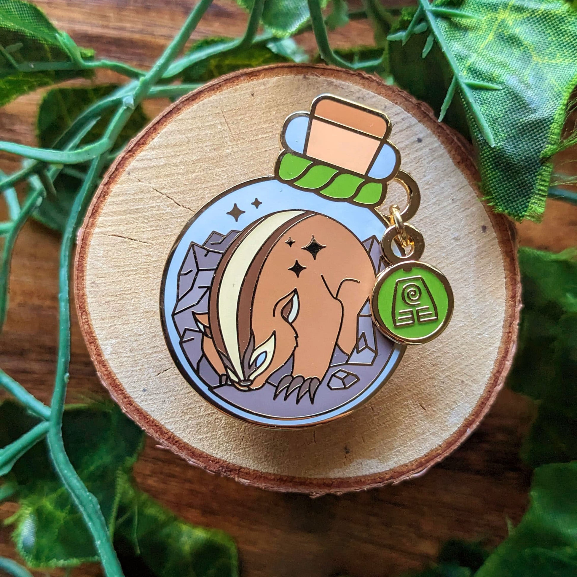 Earth Badger Mole Elemental Guardian Enamel Pin