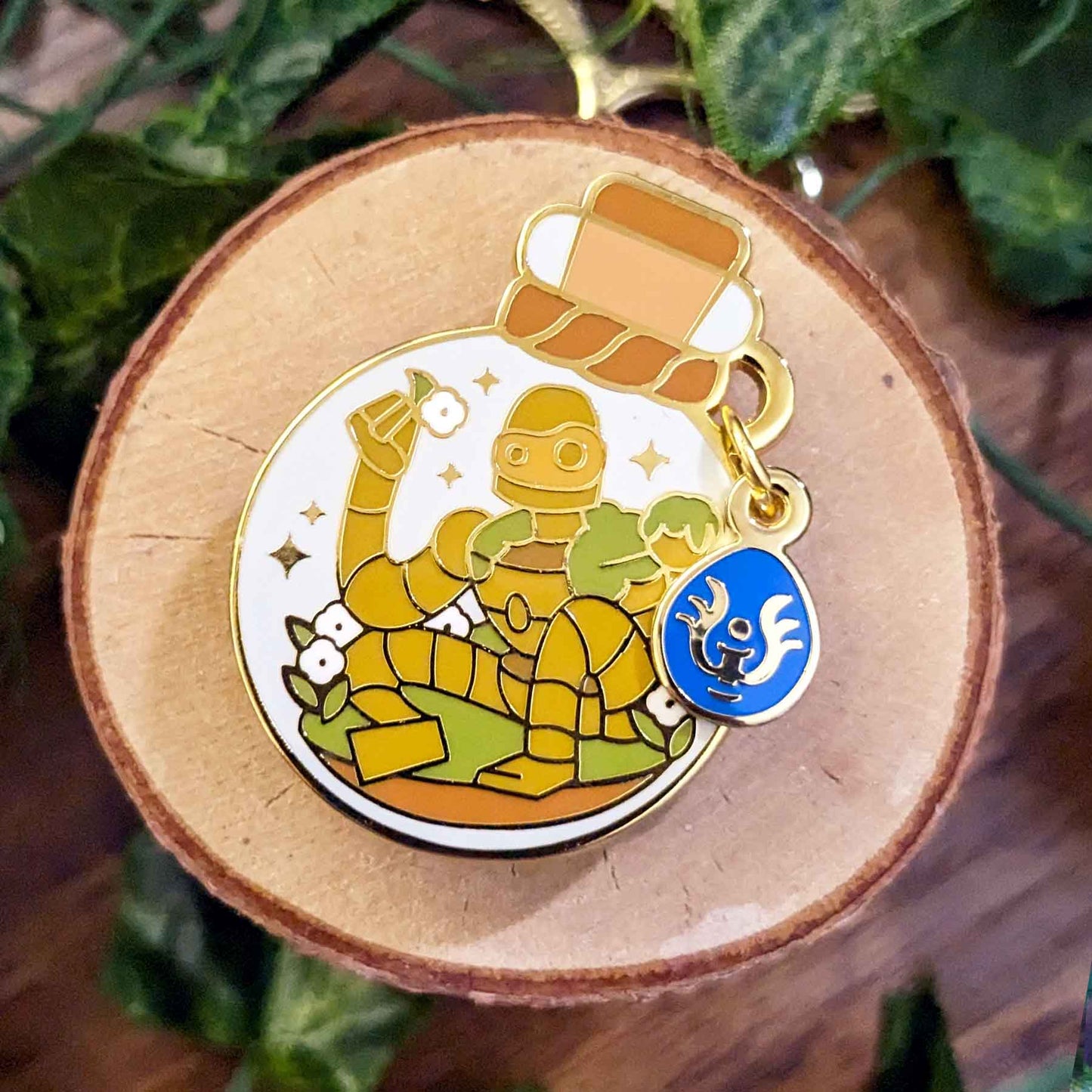 Peaceful Robot Bottled Guardian Enamel Pin