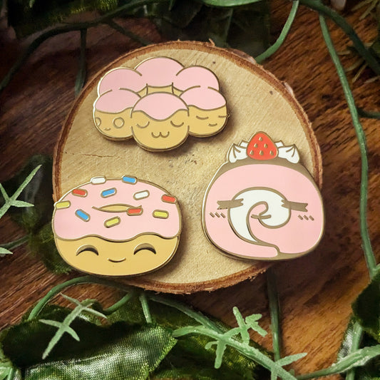 Pink Dessert Magnets - Sprinkle Donut, Mochi Donut, Roll Cake