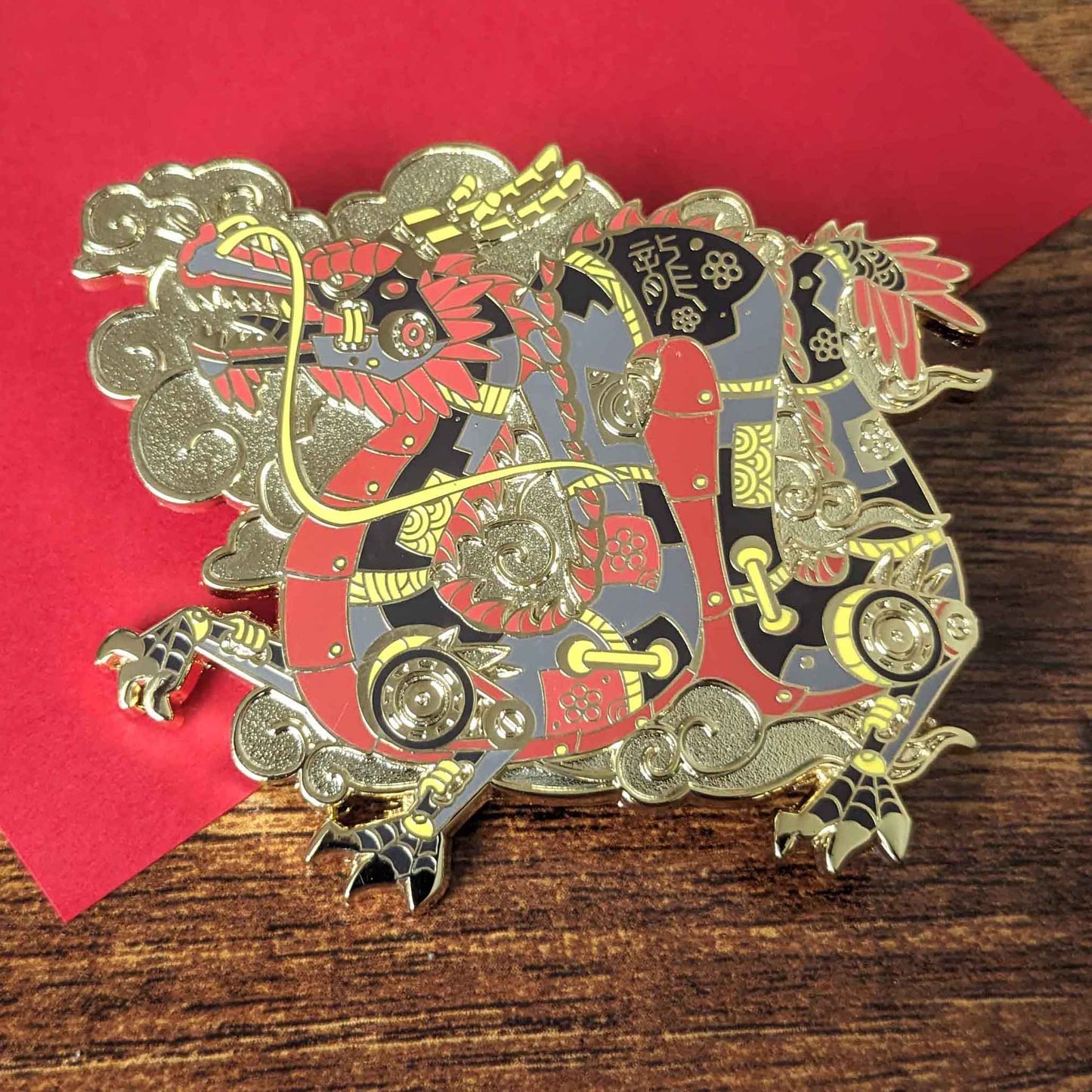 Big Mecha Chinese Dragon Enamel Pin