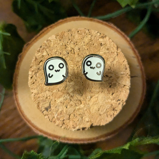 Glowing Spooky Spirit Ghosts Enamel Earring Stainless Steel Studs