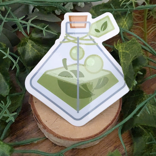 Green Tea Leaf Vitality Potion Glossy Vinyl Sticker