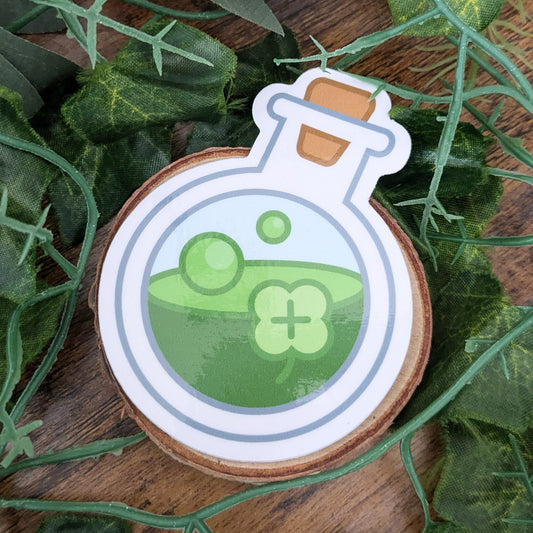 Green Clover Luck Potion Glossy Vinyl Sticker