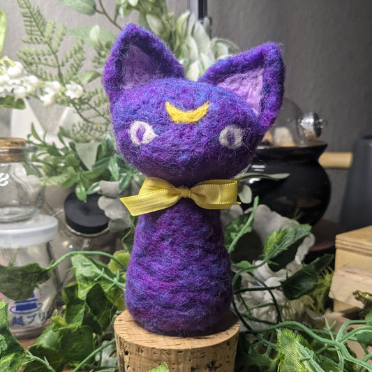 Uncommon Purple Moon Kitten (Hand Needle Felted 100% Wool) Familiar