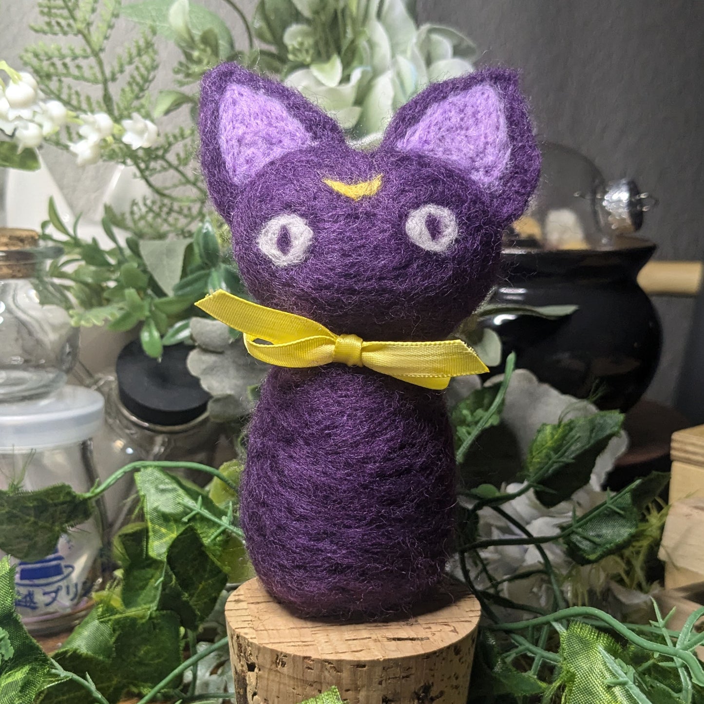 Uncommon Purple Moon Kitten (Hand Needle Felted 100% Wool) Familiar